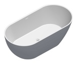 Ванна из камня Radostone Roberta Stone Surface 1655 х 795 х 560 мм серо-белая матовая- фото