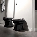 Биде KERASAN Retro 1020 напольное приставное, цвет черный блестящий- фото