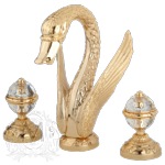 Смеситель для ум-ка на 3 отв. Migliore Cristalia Swan Dorato- фото