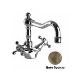 Palazzani Retro смеситель для раковины с поворотным изливом с донным клапаном бронза- фото