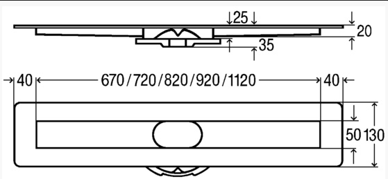 Базовый элемент душевого лотка Viega Advantix, 80 cм, сталь, 736972- фото2