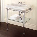 Консоль с раковиной на три отверстия Devon&Devon Etoile, цвет: хром- фото