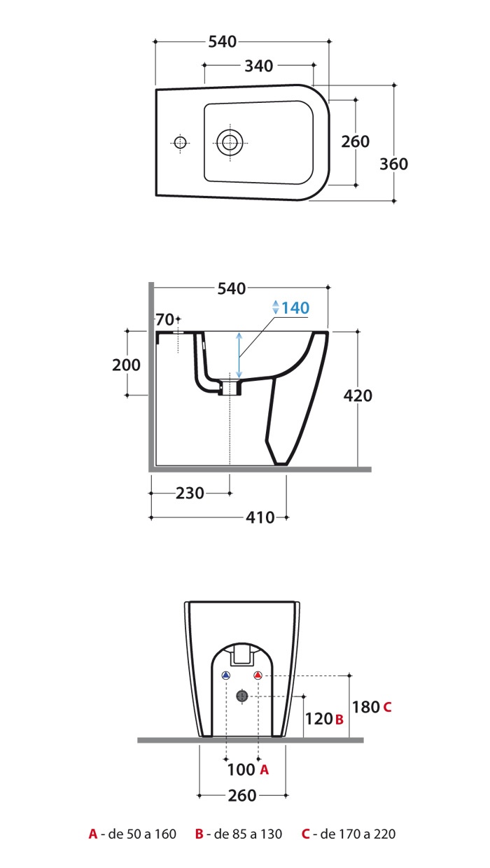 Биде напольное 54x36 Globo Stone SSN09.BI - фото2