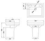 Раковина с полупьедесталом Burlington Contemporary B1+P8- фото2