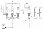 Смеситель для раковины на 3 отверстия Burlington Regent KER12 , с донным клапаном - фото2