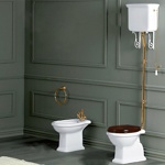 SIMAS Lante Унитаз напольный выпуск в пол/стену, с высоким бачком, с фурнитурой цвета золото- фото