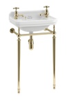 Гардеробная раковина Burlington Edwardian B8R/B8L+T21A GOLD на 1 отверстие справа или слева с подстольем Burlington, золото- фото
