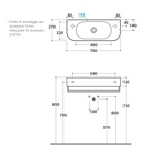 Раковина подвесная 70x27 Globo Forty3 SCT70.BI - фото2