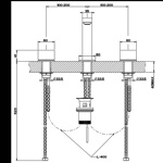 Gessi Rettangolo T Смеситель для раковины на 3 отверстия, с донным клапаном, излив 203мм, цвет: хром- фото2