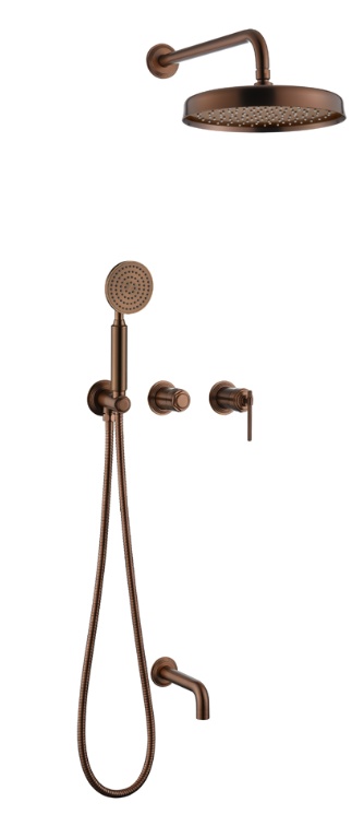 Душевая система скрытого монтажа с наливом в ванну Boheme ETERNA BRUSHED BRONZE 174-2-BRB- фото