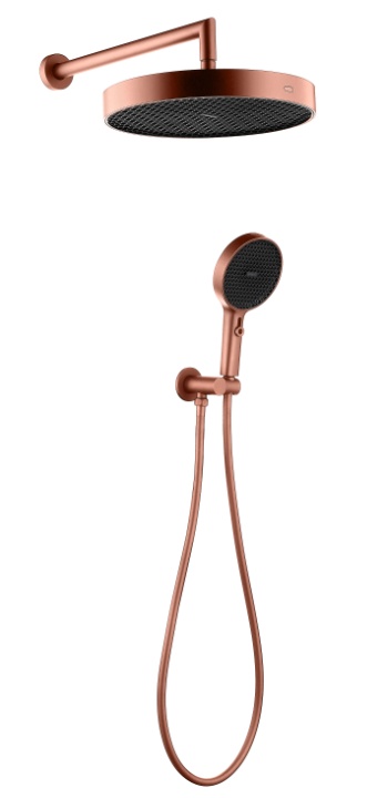 Лейка ручная+верхняя+выпуск+шланг CELL COPPER BRUSHED- фото