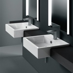 GSI Kube раковина полувстраиваемая с переливом с 1 отв. под смеситель, 55x47h15,5см, цвет белый- фото