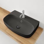 Kerasan Nolita Раковина подвесная/накладная 70х45 см, с 1 отв под смеситель, цвет черный матовый- фото