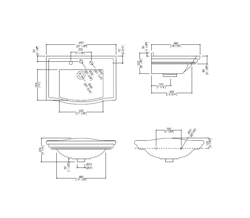 Devon&Devon Westminster Раковина 69х49 см, 3 отв., на пьедестале, цвет: белый- фото3
