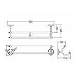 Devon DOROTHY полотенцедержатель двойной настенный, 60см, держатели цвет: золото светлое/белый- фото2