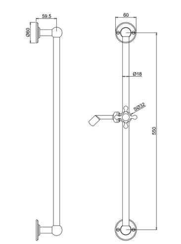 Штанга для ручного душа Burlington V33 хром- фото2
