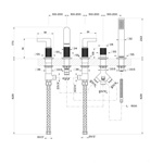 Gessi Inciso- Смеситель для ванны на 5 отверстий с изливом, переключателем, ручным душем и шлангом 1,50 м, цвет: black XL- фото2