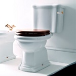 Унитаз моноблок Kerasan Retro, ручка сбоку золото- фото