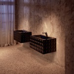 Bette Lux Loft Ornament Раковина пристенная подвесная 810х510х420 мм, без отв под смеситель, без перелива , с крепежами, цвет черный- фото