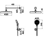 Лейка ручная+верхняя+выпуск+шланг Boheme CELL MATT GOLD- фото2