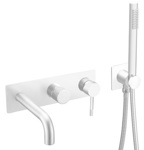 Смеситель встроенный + ручной душ + излив Boheme Uno 464-3-MW, белый матовый- фото