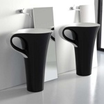 Artceram CUP Раковина напольная отдельностоящая 70х50хh85 см, без отв под смеситель, без слив перелива, цвет черно-белый- фото3