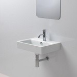 GSI Sand Раковина подвесная 55х40 см, с переливом. с 1 отв под смеситель, цвет белый- фото2