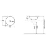 AZZURRA JUBILAEUM раковина накладная круглая диаметр 45*h18см без отв-й под смеситель, цвет белый- фото2
