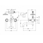 Смеситель для ванны настенный Arcade, ручки - леверы, хром- фото2