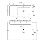 Simas Henges Раковина накладная/подвесная 100х50 см,с 1 отв под смеситель, с донным клапаном керамическим PLHE, цвет: белый- фото2