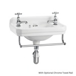 Гардеробная раковина Burlington Edwardian B8L/ B8R+T6 CHR на 1 отверстие справа или слева с полотенцедержателем - фото