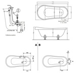 KERASAN Retro Ванна new 170х77/66см, глубина ванны 44,5см, цвет белый, ножки золото- фото3