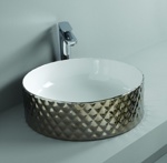 Artceram ROMBO Раковина накладная 44 см, без отв под смеситель, без слив перелива, цвет платина- фото