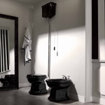 Унитаз Kerasan Retro с верхним бачком в комплекте, цвет черный блестящий - фото