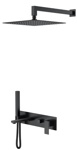 Смеситель встроенный + верхний+ ручной душ Boheme Qubic Matt Black 474-B- фото