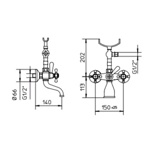 Palazzani Retro смеситель для ванны с душевым гарнитуром бронза- фото2