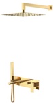 Смеситель встроенный + верхний+ ручной душ Boheme Qubic Shinny Gold 474-G- фото