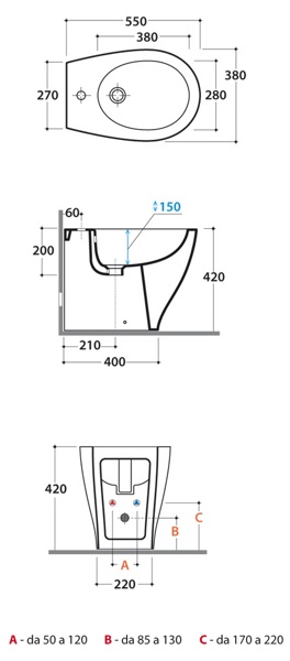 Биде напольное 38x55 Globo Bowl+ BP009.BI- фото2