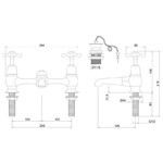 Смеситель для раковины на 2 отверстия с пробкой и цепочкой Burlington Bridge KE10-QT WAL- фото3