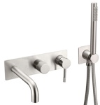 Смеситель встроенный + ручной душ + излив Boheme Uno 464-3-NB, никель брашированный (матовый)- фото