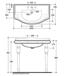 Раковина консоль Kerasan Retro 100см с керамическими ножками- фото3