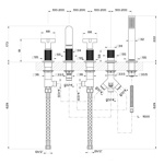 Gessi Inciso+ Смеситель для ванны на 5 отверстий с изливом, переключателем, ручным душем и шлангом 1,50 м., цвет: black XL- фото2