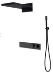 Душевая система скрытого монтажа Boheme Fusion 131-B, черный. Смеситель термостат+ручной душ+верхний душ- фото