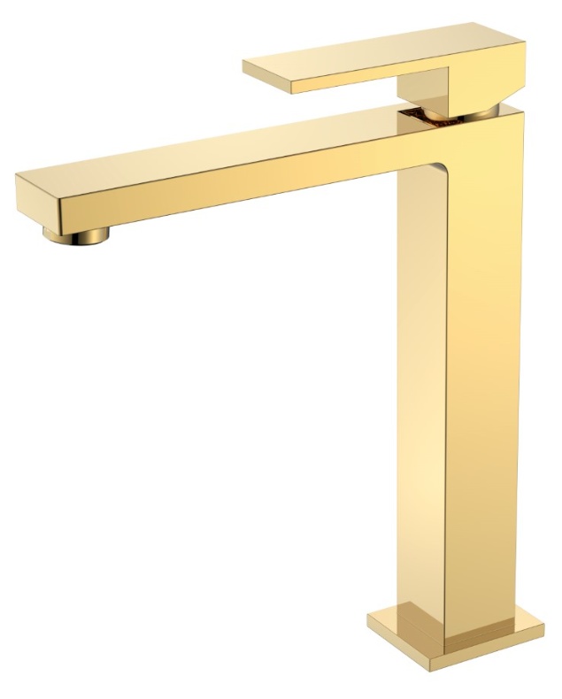 Смеситель для умывальника высокий Boheme Qubic Shinny Gold 472-G- фото