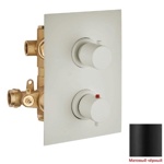 Palazzani Digit color, встроенный термостатический смеситель на 2 потребителя, комплект черный мат/белый- фото