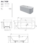 KERASAN Tribeca Ванна отдельностоящая, акриловая 170х80х58см в комплекте со сливом Click-clack, цвет белый- фото4