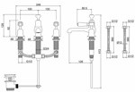 Смеситель для раковины на 3 отверстия с донным клапаном Burlington KE12 WAL- фото4