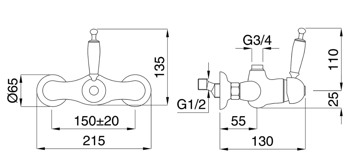 Смеситель для душевой стойки Bugnatese Oxford 6336- фото3