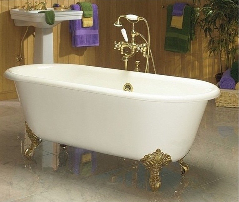 Ванна чугунная RECOR Dual170x78 с золотыми  ногами- фото