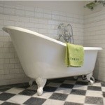 Ванна чугунная RECOR Slipper 154x76 с белыми ногами- фото